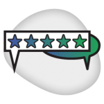 Review Management Icon - five stars in speech bubble